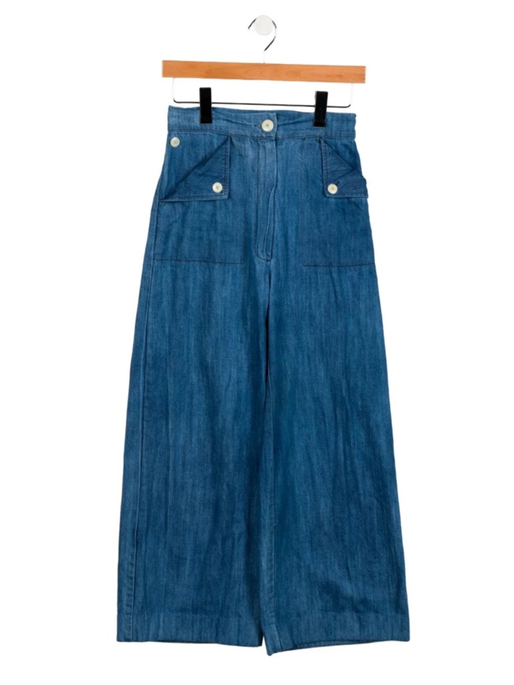 Ilana Kohn Mia Wide Leg Patch Pockets Boho Designer Jeans, Size 0